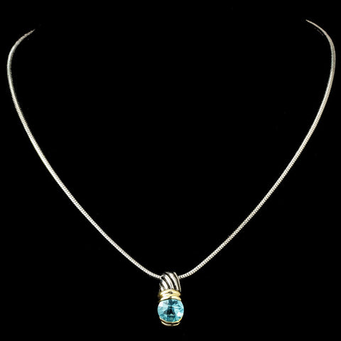 Antique Silver with Aqua Stone Designer Pendant N 1246