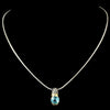 Antique Silver with Aqua Stone Designer Pendant N 1246