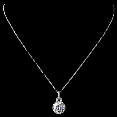 Silver Clear CZ Bridal Wedding Necklace 1304