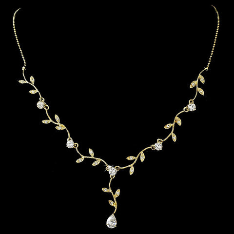 Lovely Gold Clear Cubic Zirconia Vine Bridal Wedding Necklace 2014