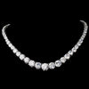 Antique Silver Clear Cubic Zirconia Bridal Wedding Necklace 2212