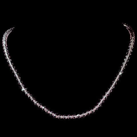Light Amethyst Swarovski Crystal Stretch Bridal Wedding Necklace N 235