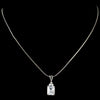 Fabulous Silver Clear Emerald Cut CZ Pendant Bridal Wedding Necklace 2446