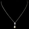 Silver CZ & Freshwater Pearl Bridal Wedding Necklace N 2501