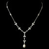Antique Silver Clear Cubic Zirconia & Freshwater Pearl Bridal Wedding Necklace 2508