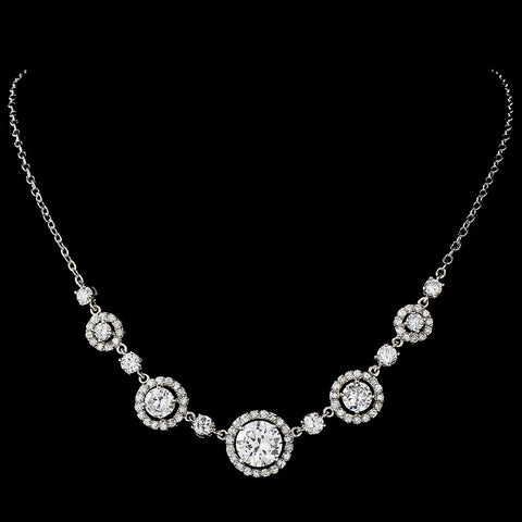 Bridal Wedding Necklace Earring Set N 2556 E 2288 Silver Clear