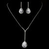 Antique Silver Clear CZ Crystal Tear Drop Bridal Wedding Necklace 2580 and Bridal Wedding Earrings 5172 Bridal Wedding Jewelry Set