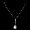 Antique Silver Clear CZ Crystal Teardrop Bridal Wedding Necklace N 2580