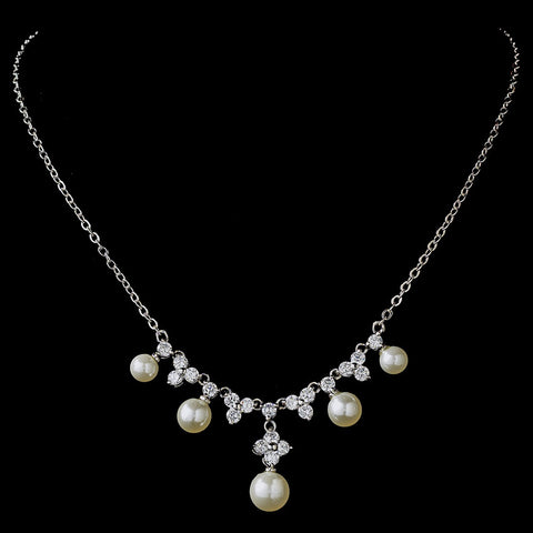 Bridal Wedding Necklace 2615 Silver White