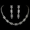 Antique Silver Clear CZ Stone Bridal Wedding Necklace 2626 & Bridal Wedding Earrings 5215 Bridal Wedding Jewelry Set