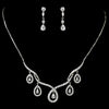 Antique Silver Clear CZ Crystal Bridal Wedding Necklace 2647 & Earring 2656 Bridal Wedding Jewelry Set