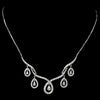 Antique Silver Clear CZ Crystal Bridal Wedding Necklace 2647 & Earring 2656 Bridal Wedding Jewelry Set