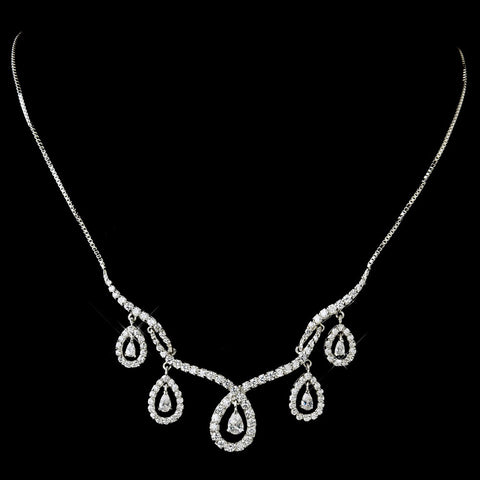 Shimmering Silver Clear CZ Bridal Wedding Necklace N 2647