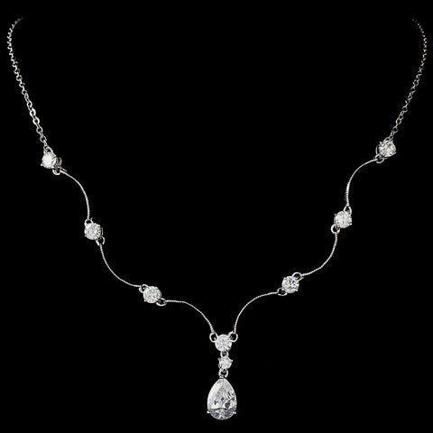 CZ Teardrop Bridal Wedding Necklace 2701