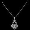 Antique Silver Clear Cubic Zirconia Heart Bridal Wedding Necklace 2702