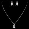 Antique Silver Clear CZ Stone Bridal Wedding Necklace 2742 & Bridal Wedding Earrings 1960 Bridal Wedding Jewelry Set