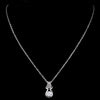 Antique Silver Clear CZ Crystal Bridal Wedding Necklace 2742