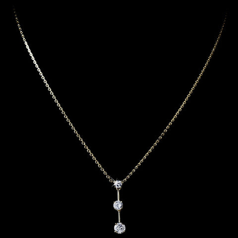 Captivating Gold Clear CZ Drop Bridal Wedding Necklace N 3516