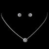 Antique Silver Clear Round CZ Stone Bridal Wedding Necklace 3534 & Bridal Wedding Earrings 3553 Bridal Wedding Jewelry Set