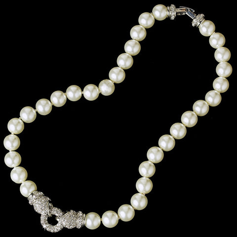Elegance Antique Silver FW Pearl Bridal Wedding Necklace N 3602