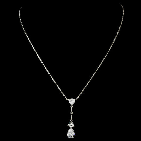 Antique Silver Cubic Zirconia Drop Pendant N 3609