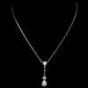 Antique Silver Cubic Zirconia Drop Pendant N 3609