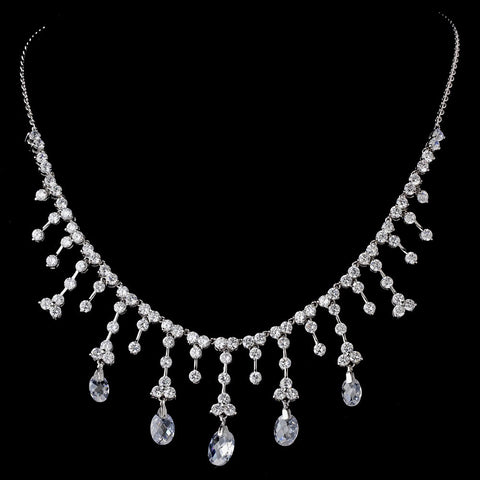 Bridal Wedding Necklace 3628 Silver Clear