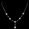 Stunning Antique Silver Clear CZ Flower Bridal Wedding Necklace 3677