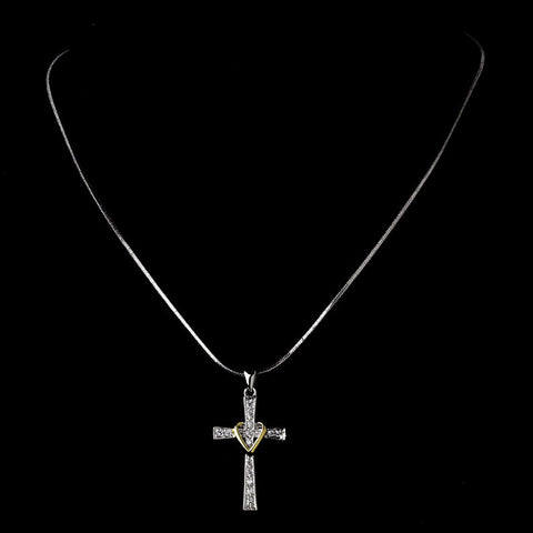 Antique Silver Clear Cubic Zirconia Bridal Wedding Necklace N 3730