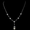 Antique Silver FW Pearl & CZ Crystal Bridal Wedding Necklace N 3732