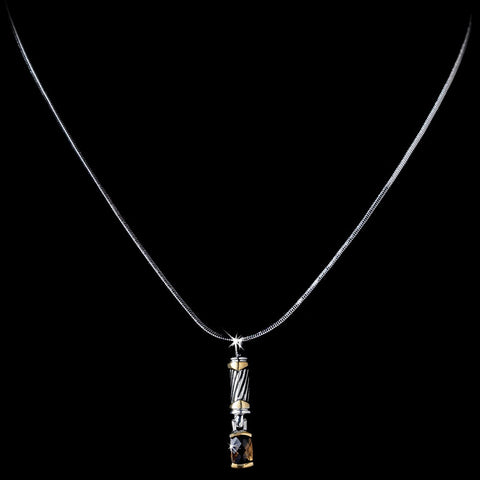 Stunning Silver Designer Inspired Brown Crystal Pendant Bridal Wedding Necklace 4082