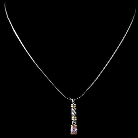 Stunning Silver Designer Inspired Pink Crystal Pendant Bridal Wedding Necklace 4082