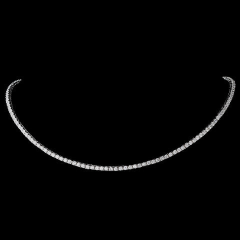 Silver Cubic Zirconia Jewelry Bridal Wedding Necklace N 50001