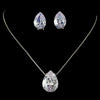 Stunning & Sophisticated, Large Cubic Zirconium Teardrop Bridal Wedding Jewelry Set N 5006 & E 5335