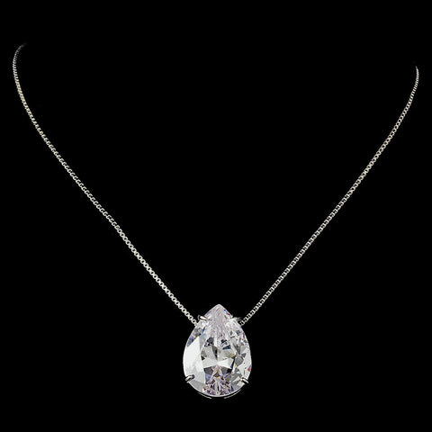 Stunning & Sophisticated, Large Cubic Zirconium Teardrop Bridal Wedding Jewelry Set N 5006 & E 5335