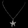 Antique Silver Clear Cubic Zirconia Starfish Bridal Wedding Necklace N 5008
