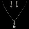 Silver Clear CZ Crystal Tear Drop Bridal Wedding Necklace 5042 & Bridal Wedding Earrings 5405 Bridal Wedding Jewelry Set