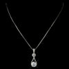 Silver Clear CZ Crystal Tear Drop Bridal Wedding Necklace 5042