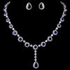 Elegant Floral Rhinestone Bridal Wedding Necklace & Earring Bridal Wedding Jewelry Set with Navy Accents N 5063 & E 5397