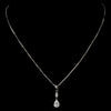 Antique Silver Clear Tear Drop CZ Crystal Bridal Wedding Necklace 5090 & Bridal Wedding Earrings 5500 Bridal Wedding Jewelry Set