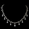 Antique Silver Clear Pear Cut CZ Bridal Wedding Necklace 5113 & Bridal Wedding Earrings 5559 Bridal Wedding Jewelry Set