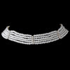 5 Row Choker Pearl Bridal Wedding Necklace N 602 Silver Ivory