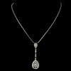 Antique Silver Clear CZ Crystal Bridal Wedding Necklace 6500