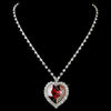Silver Red Crystal Heart Bridal Wedding Necklace 71245