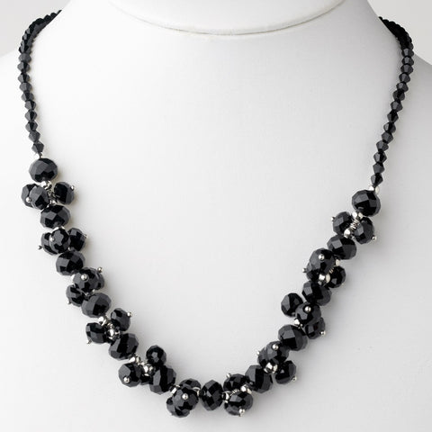 Black Flower Bridal Wedding Necklace 7617