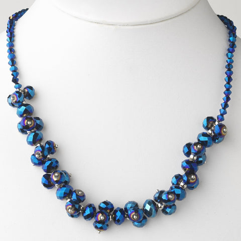 Royal Blue Flower Bridal Wedding Necklace 7617