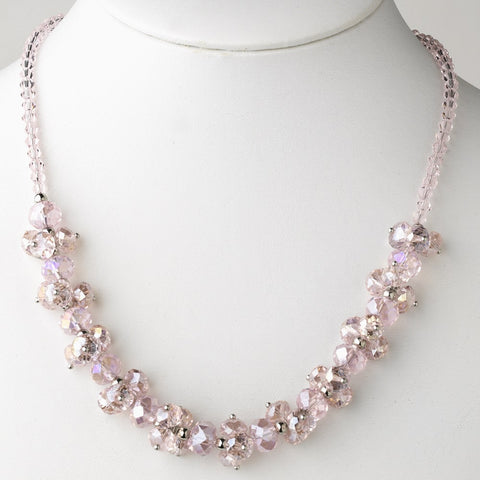 Pink Flower Bridal Wedding Necklace 7617