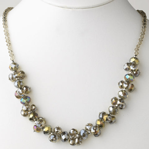 Smoked Flower Bridal Wedding Necklace 7617