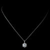 Antique Rhodium Silver Round Pave CZ Crystal Drop Pendent Bridal Wedding Necklace 7720 & Solataire Leverback Bridal Wedding Earrings 7798 Bridal Wedding Jewelry Set