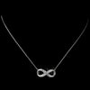 Antique Rhodium Silver Clear Eternity Infinity CZ Crystal Pendent Bridal Wedding Necklace 7730